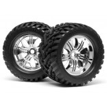 JOGO DE RODA TREMOR CROMADA COM PNEU GOLIATH MONTADO 178X97MM PARA AUTOMODELO MONSTER TRUCK SAVAGE HPI 4882 4728